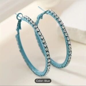 Elegant Blue Crystal Hoop Earrings